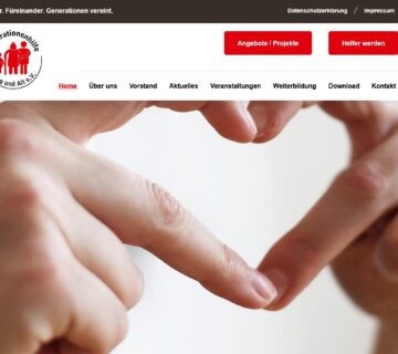 Screenshot der Website der Generationenhilfe Jung und Alt e V 