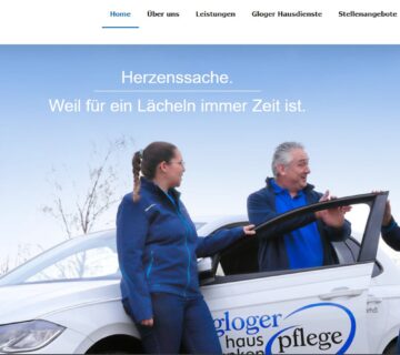 Ein Screenshot der Website der Hauskrankenpflege Gloger GmbH