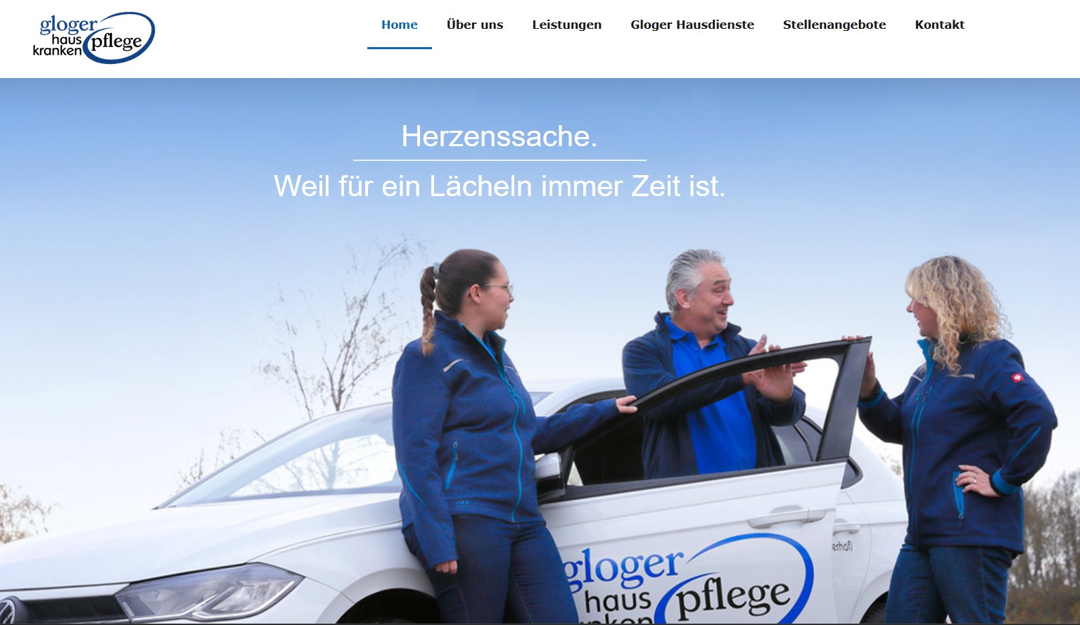 Ein Screenshot der Website der Hauskrankenpflege Gloger GmbH
