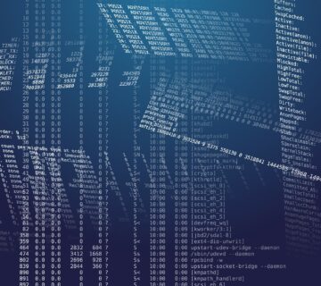 Ein verzerrter Computercode auf blauen Hintergrund