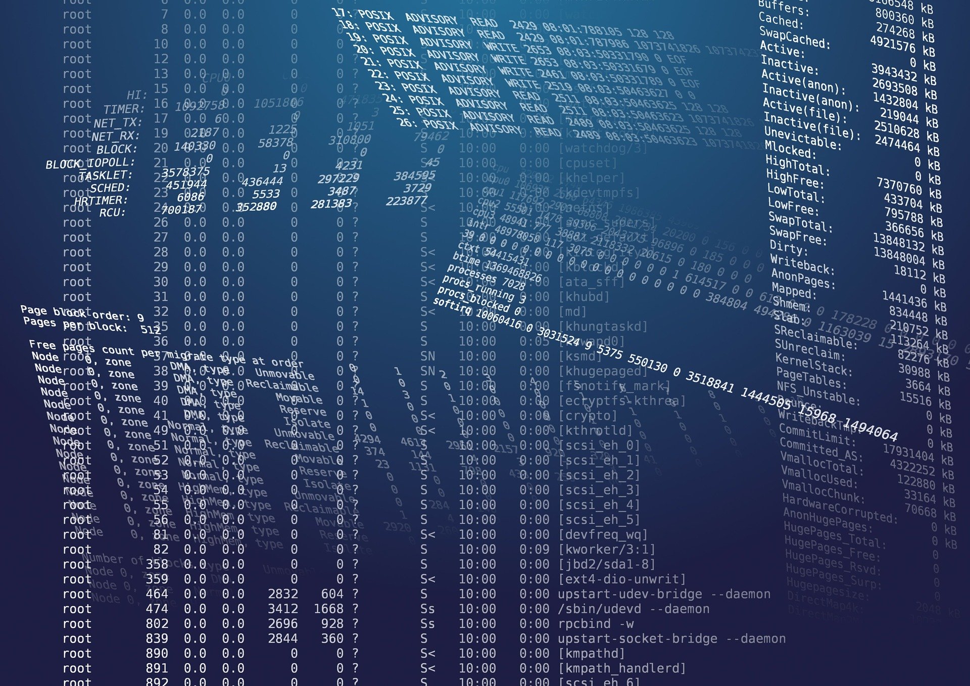 Ein verzerrter Computercode auf blauen Hintergrund